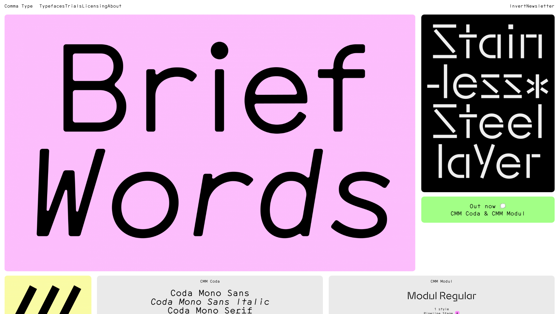 Comma Type website screenshot
