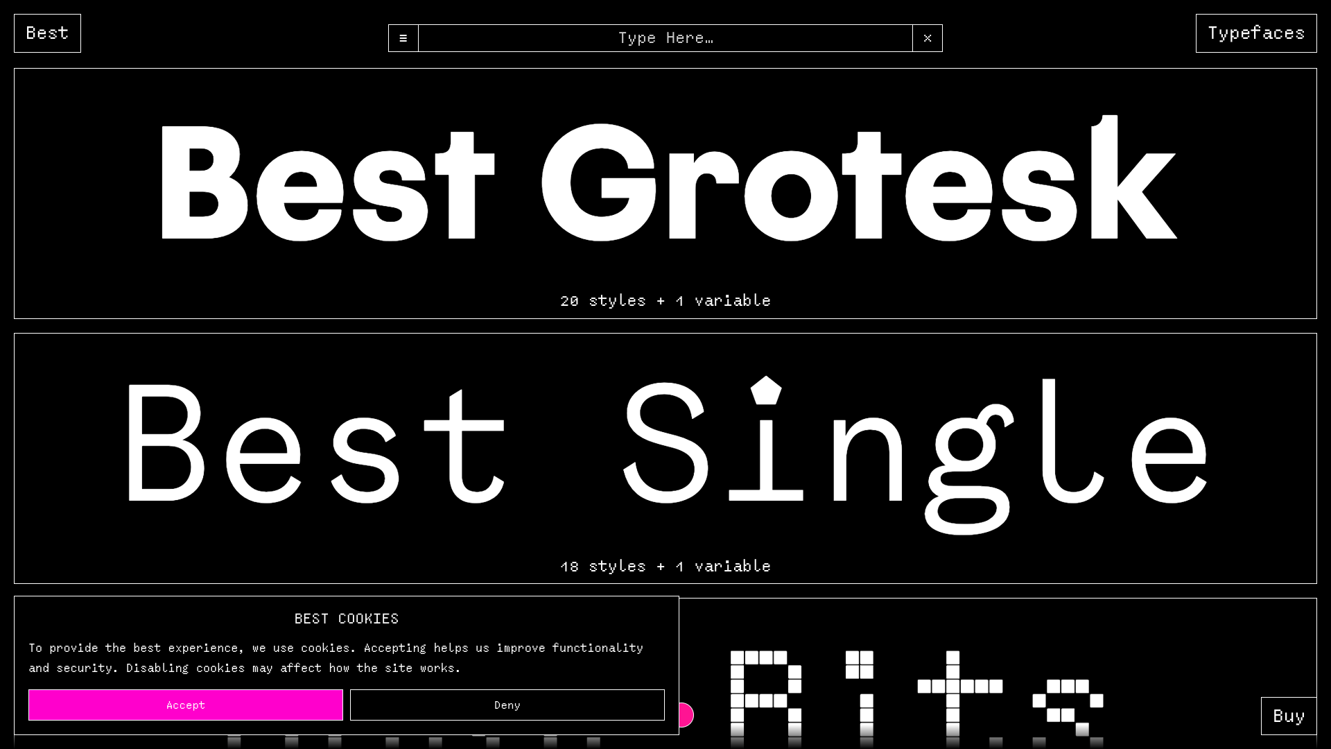 Best Typefaces website screenshot